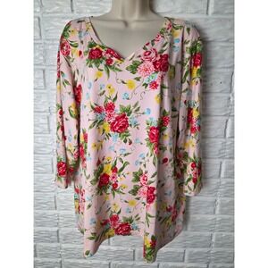 PIONEER WOMAN knit top Women's size XL Stretch Floral Top 3/4 sleeves